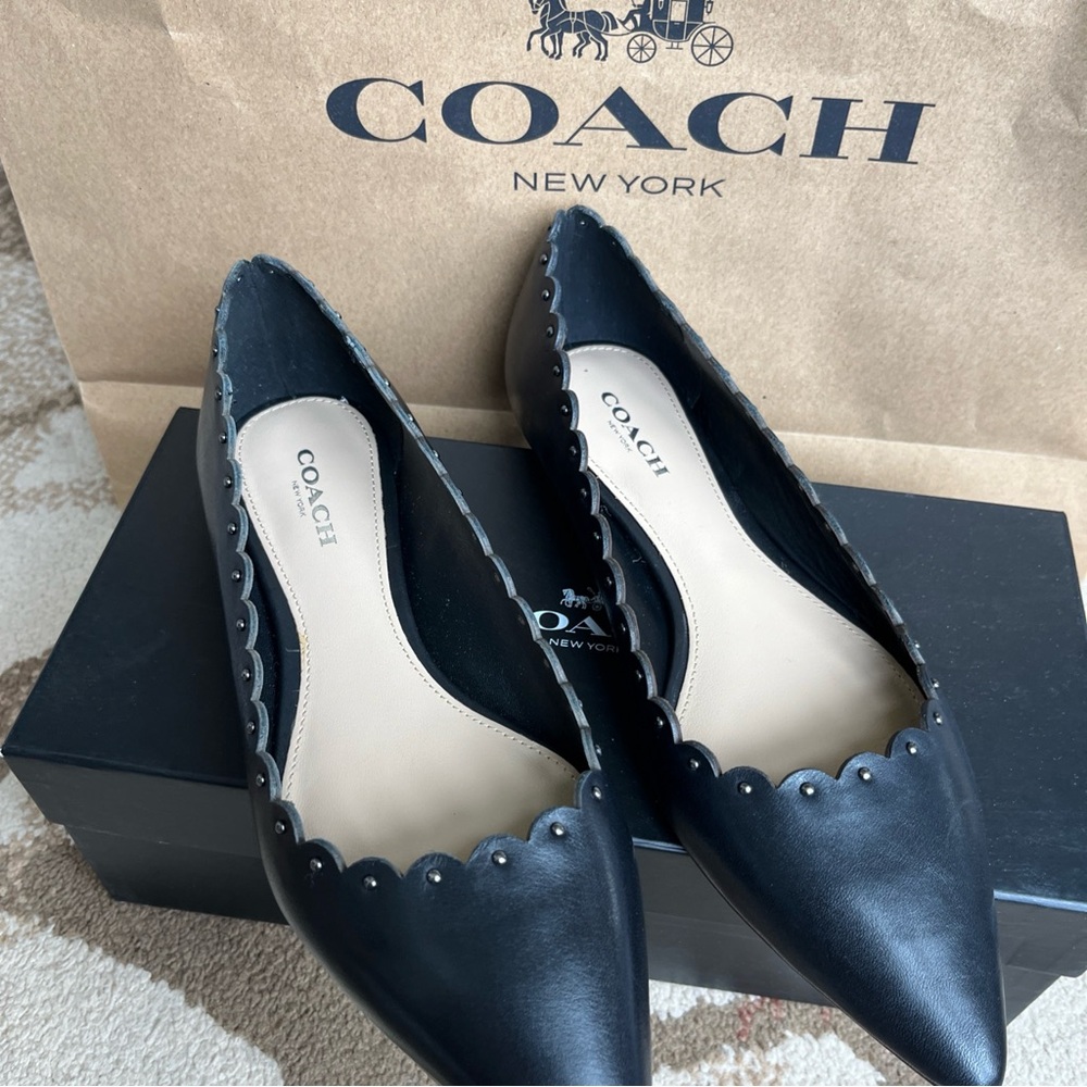 Coach Women's Jill Flats US Size 6 black new in box soft shine calf AQ7949
